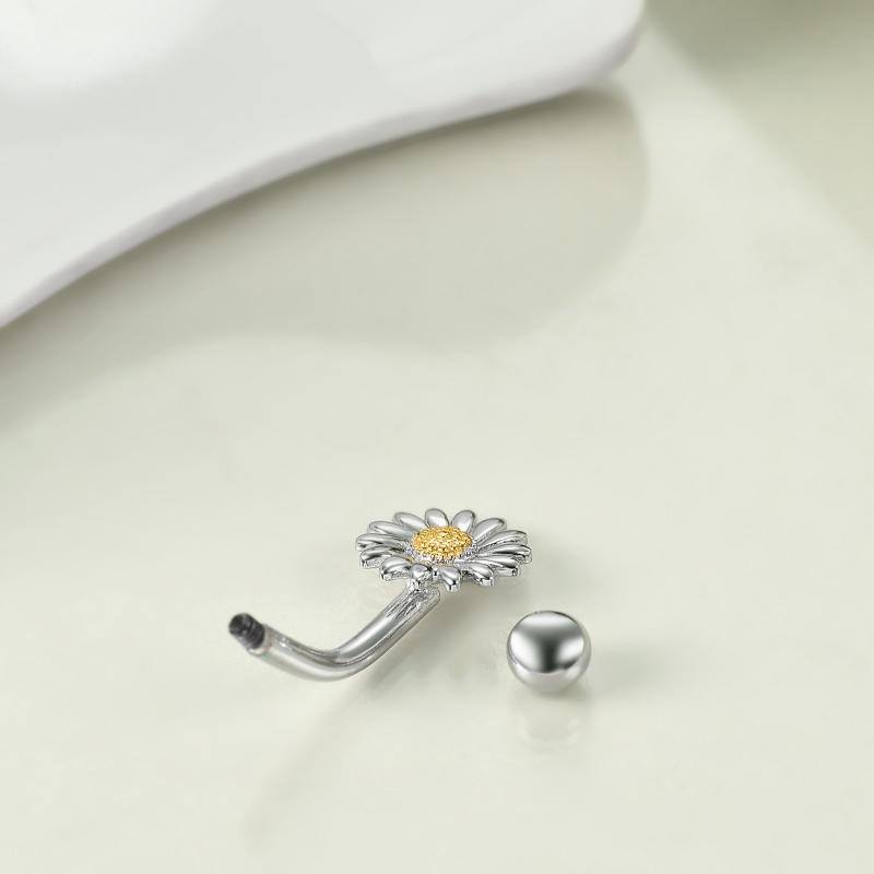 925 Sterling Silver Daisy Belly Bar for Women Girls
