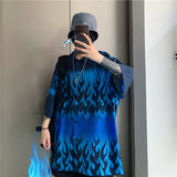 Blue flame print short sleeves
