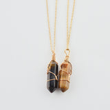 Geometric Hexagonal Column Quartz Necklace Pendant Natural Stone Bullet Crystal
