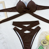 Crisscross Halter Neck Bikini Set
