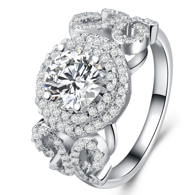 Stylish temperament zircon engagement ring
