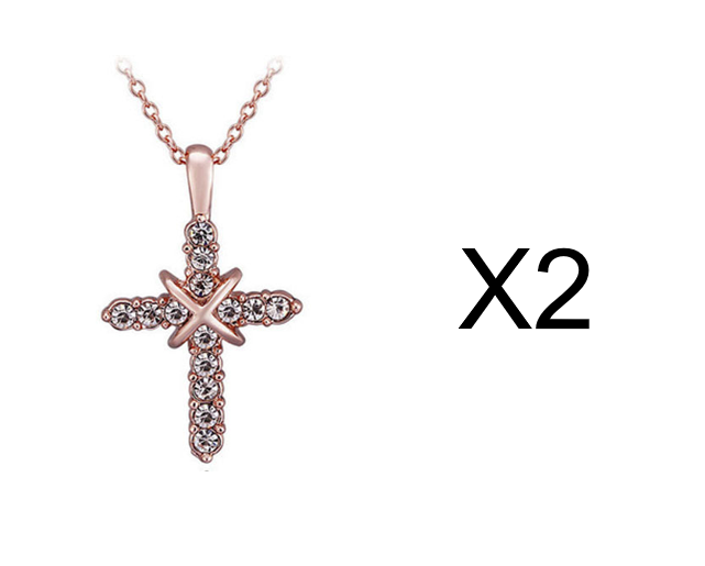 Studded Jesus Cross Necklace Clavicle Chain
