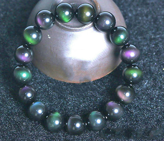 Rainbow Purple Green Eye Obsidian Bracelet
