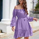 Swiss Dot Off-Shoulder Balloon Sleeve Dress
