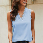 V-Neck Lace Trim Tank Top
