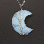 Natural Crystal Moon Pendant
