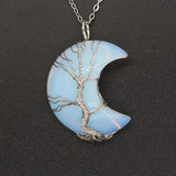 Natural Crystal Moon Pendant
