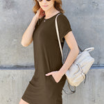 Basic Bae Full Size Round Neck Short Sleeve Dress with Pockets
