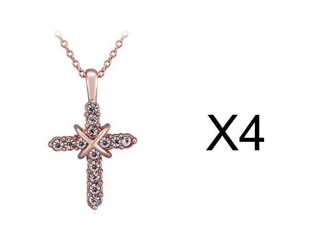 Studded Jesus Cross Necklace Clavicle Chain
