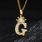 Crown Pendant Stainless Steel Letter Necklace
