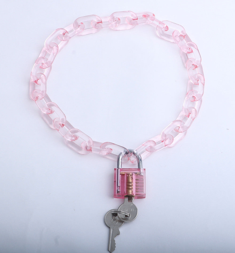 Lock Necklace Acrylic Lock Clavicle Chain
