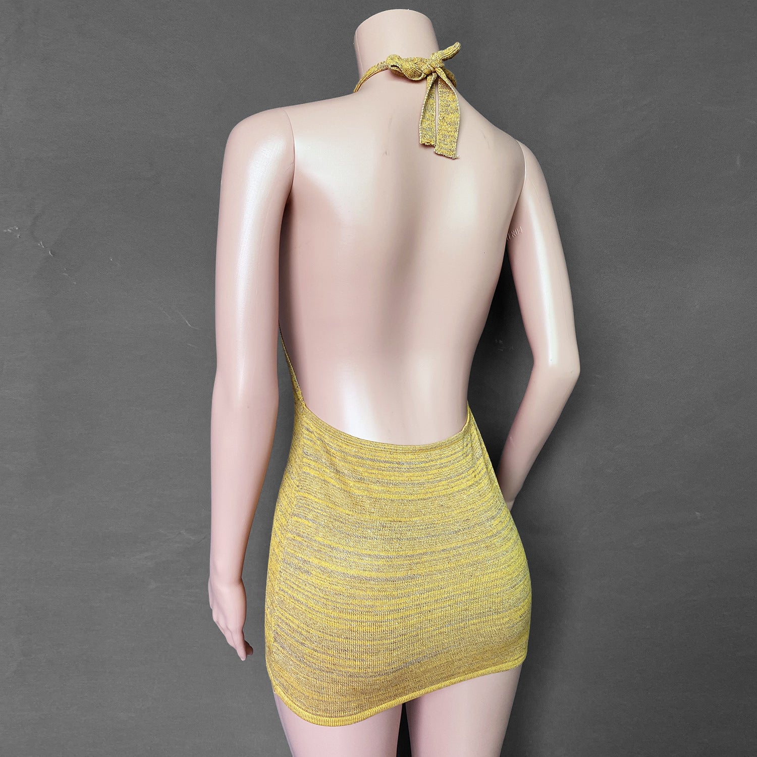 Cryptographic Halter Sexy Backless Mini Dresses Bodycon Skinny
