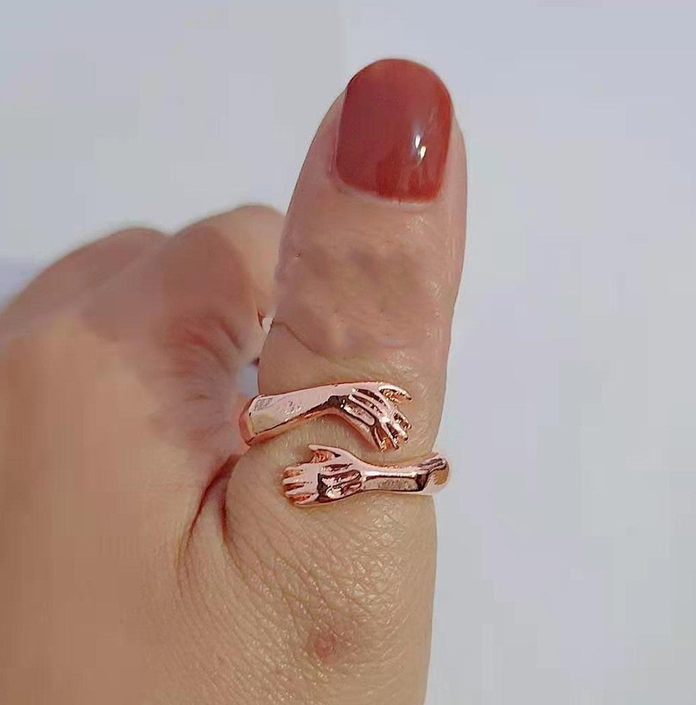 Simple And Creative Love Hands Embracing Ring
