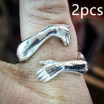 Simple And Creative Love Hands Embracing Ring
