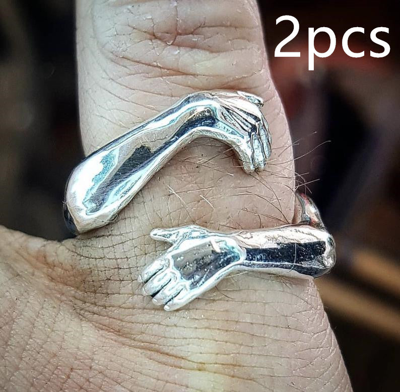 Simple And Creative Love Hands Embracing Ring
