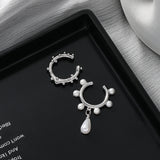 S925 Silver Two-piece Water Drop Pearl Ear Clip
