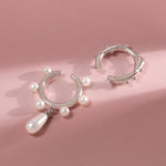 S925 Silver Two-piece Water Drop Pearl Ear Clip
