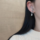 S925 Silver Two-piece Water Drop Pearl Ear Clip
