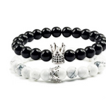 Micro inlaid zircon crown bracelet volcanic stone white turquoise bracelet
