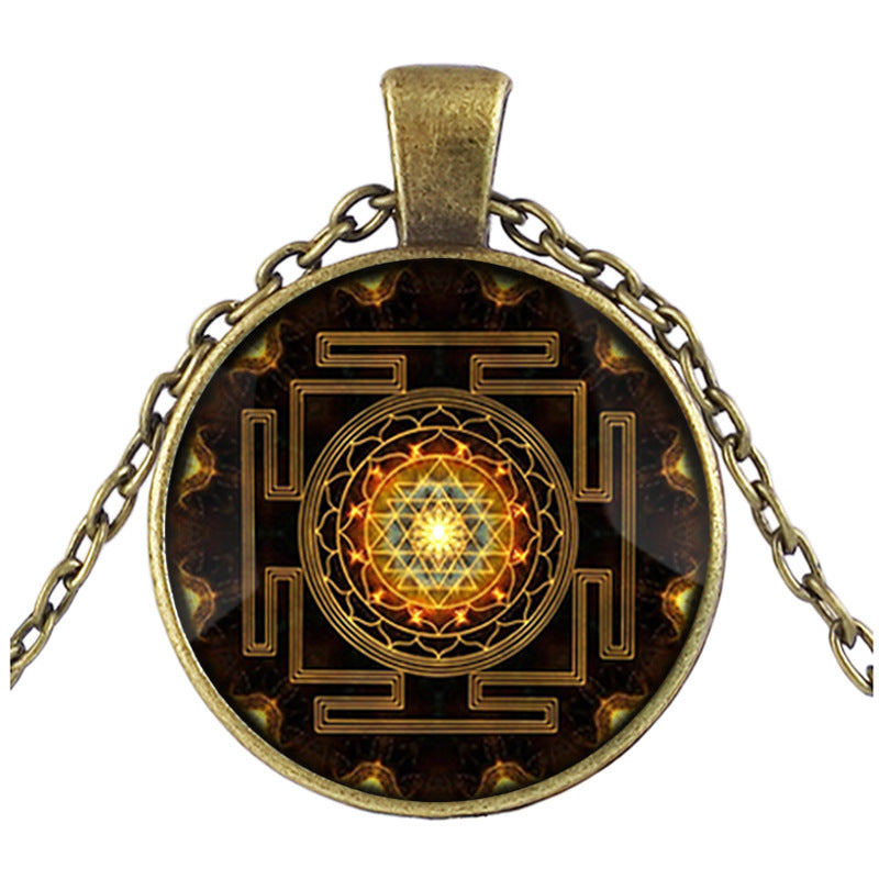 Sacred Sri Lanka Yantra Time Gem Pendant Necklace
