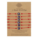 New 7-knot Evil Eye Bracelet 6 Pack Blue Eye Paper Card Bracelet Braided Adjustable Bracelet
