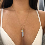 Hexagon Pillar Necklace Pendant Crystal Quartz Stone Pendant
