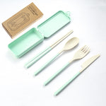 Wheat Straw Folding Tableware Portable Set Detachable Knife, Fork, Spoon And Chopsticks
