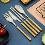 Wheat Straw Folding Tableware Portable Set Detachable Knife, Fork, Spoon And Chopsticks
