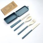 Wheat Straw Folding Tableware Portable Set Detachable Knife, Fork, Spoon And Chopsticks
