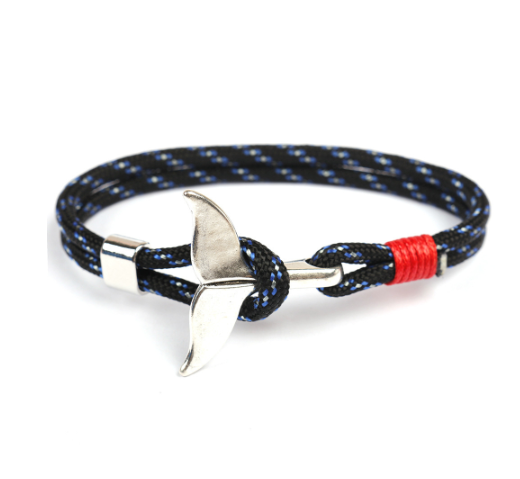 Anchor whale tail umbrella rope handmade couple bracelet
