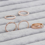 European And American Jewelry Rose Gold Stackable Diamonds Set Of Five Sets Of Rings BohemiaJ
