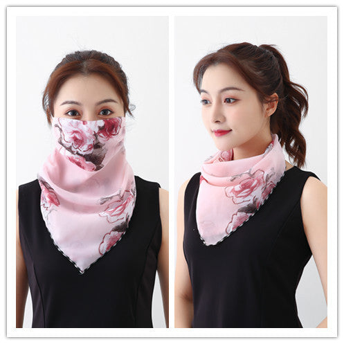 Summer Thin Hanging Ear Multifunctional Gauze Scarf
