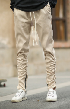 Machete elastic trousers zipper sidecasual pants Dongdaemun youth fashion wild Slim KANYE
