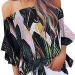 Tied Printed Off-Shoulder Half Sleeve Blouse
