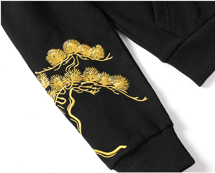 Fairy embroidered men's hooded sweatshirt
