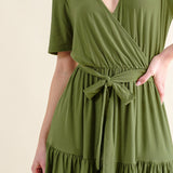 And The Why Soft Short Sleeve Tiered Midi Dress
