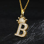 Crown Pendant Stainless Steel Letter Necklace
