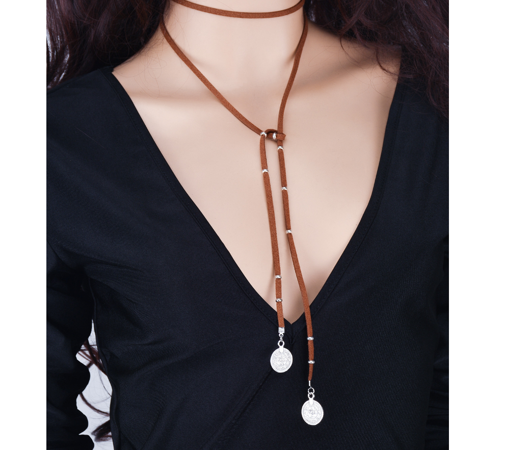 Personality Street Variety With Woolen Yarn Coin Tassel Necklace
