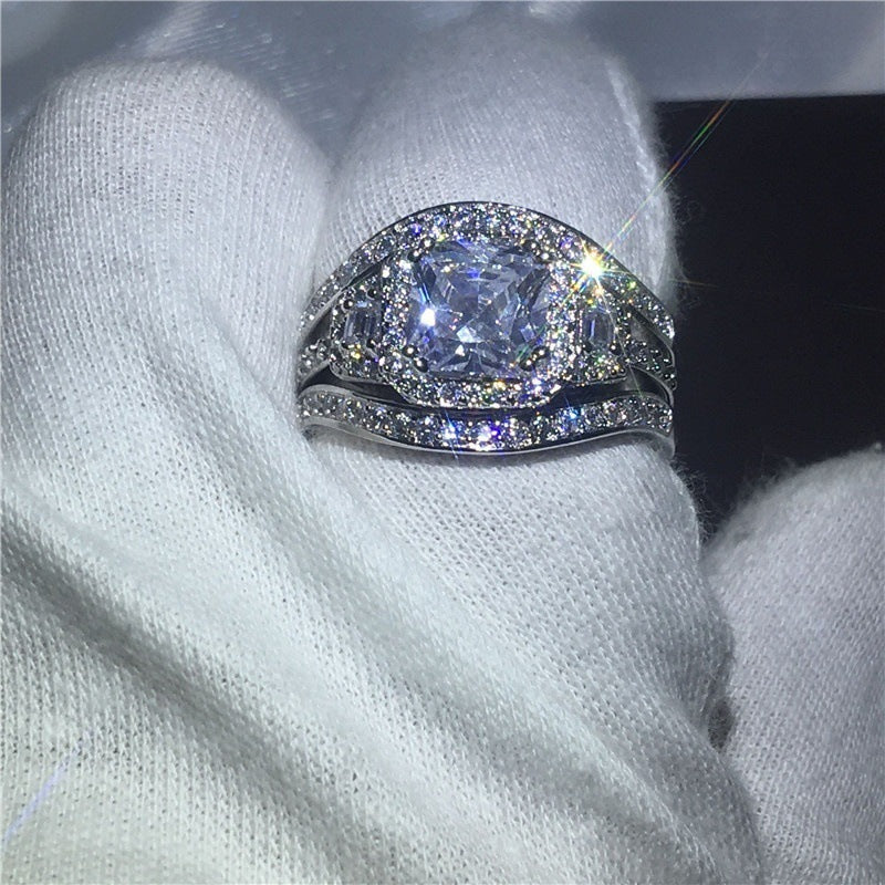 Fashion Explosion Set Ring Full of Diamonds Set Zircon Ring
