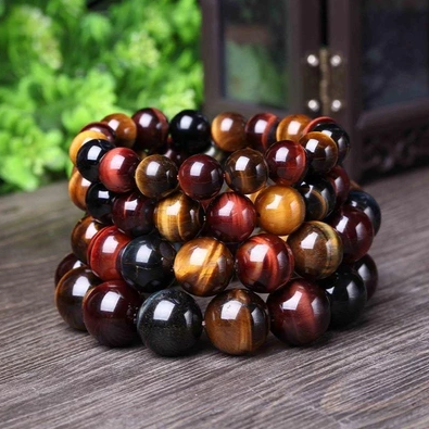 Tiger Eye Bracelet Natural Crystal Stone Buddha Bead Bracelet
