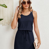 Eyelet Scoop Neck Sleeveless Dress
