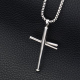 Baseball bat cross hip hop necklace
