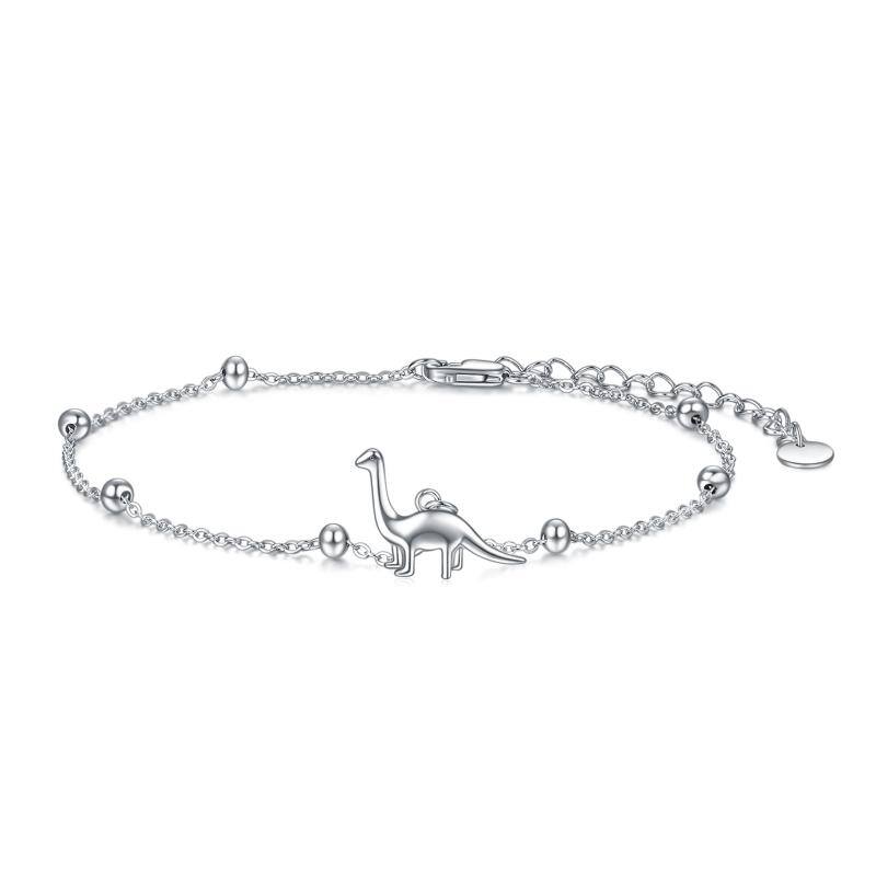 Sterling Silver Dinasour Ankle Bracelets Beach Charm Adjustable Anklet for Women Teen Girls
