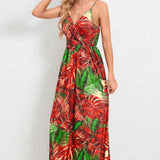 Printed Surplice Maxi Cami Dress
