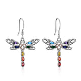 Celtic Dragonfly 7 Chakra angle Earrings for Women Sterling Silver
