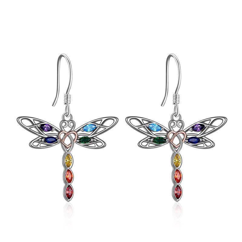 Celtic Dragonfly 7 Chakra angle Earrings for Women Sterling Silver
