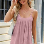 Eyelet Scoop Neck Ruched Cami
