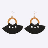 Tassel Cotton Cord Rattan Dangle Earrings
