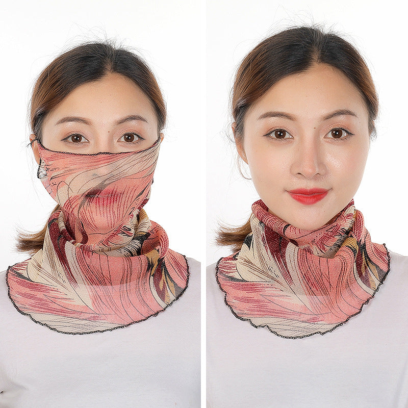 Summer Thin Hanging Ear Multifunctional Gauze Scarf
