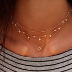 Multi-layer star pendant necklace handmade alloy necklace
